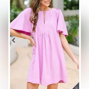 Shop the Mint 100% Cotton Pink Flutter Sleeve Dress Size Large. G#52